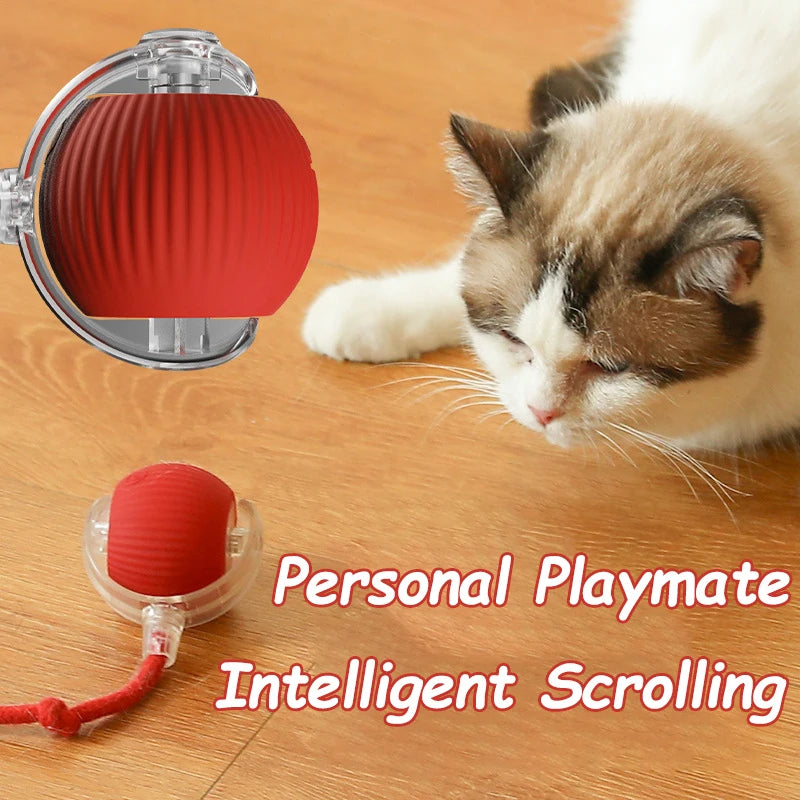 Cat Interactive Ball Toy Automatic Rolling Ball Faux Tail Rechargeable Smart Pet Electric Toy Dog Cat Training Imitate Mouse.