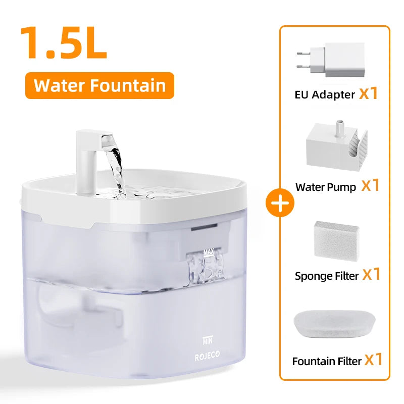 ROJECO Smart Cat Water Fountain Automatic Pet Water Dispenser For Cats Dog Drinking Purifier Fountain with Recirculate Filters.