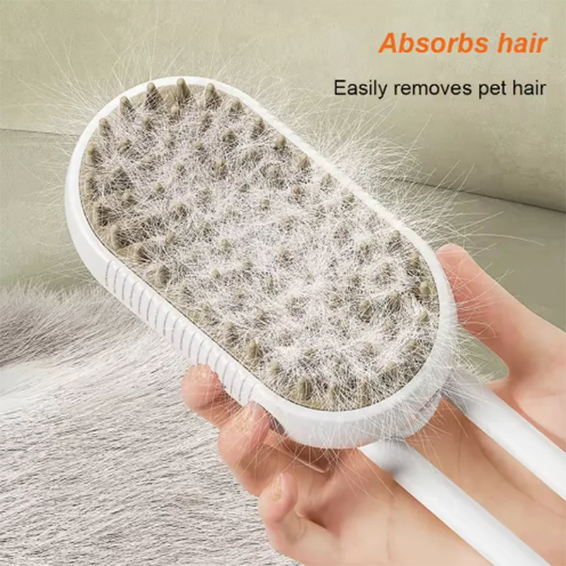 Cat Dog Pet Spray Massage Brush One Button Steam Spray Folding Rotatable Floating Hair Bath Hair Removal Brush Comb.