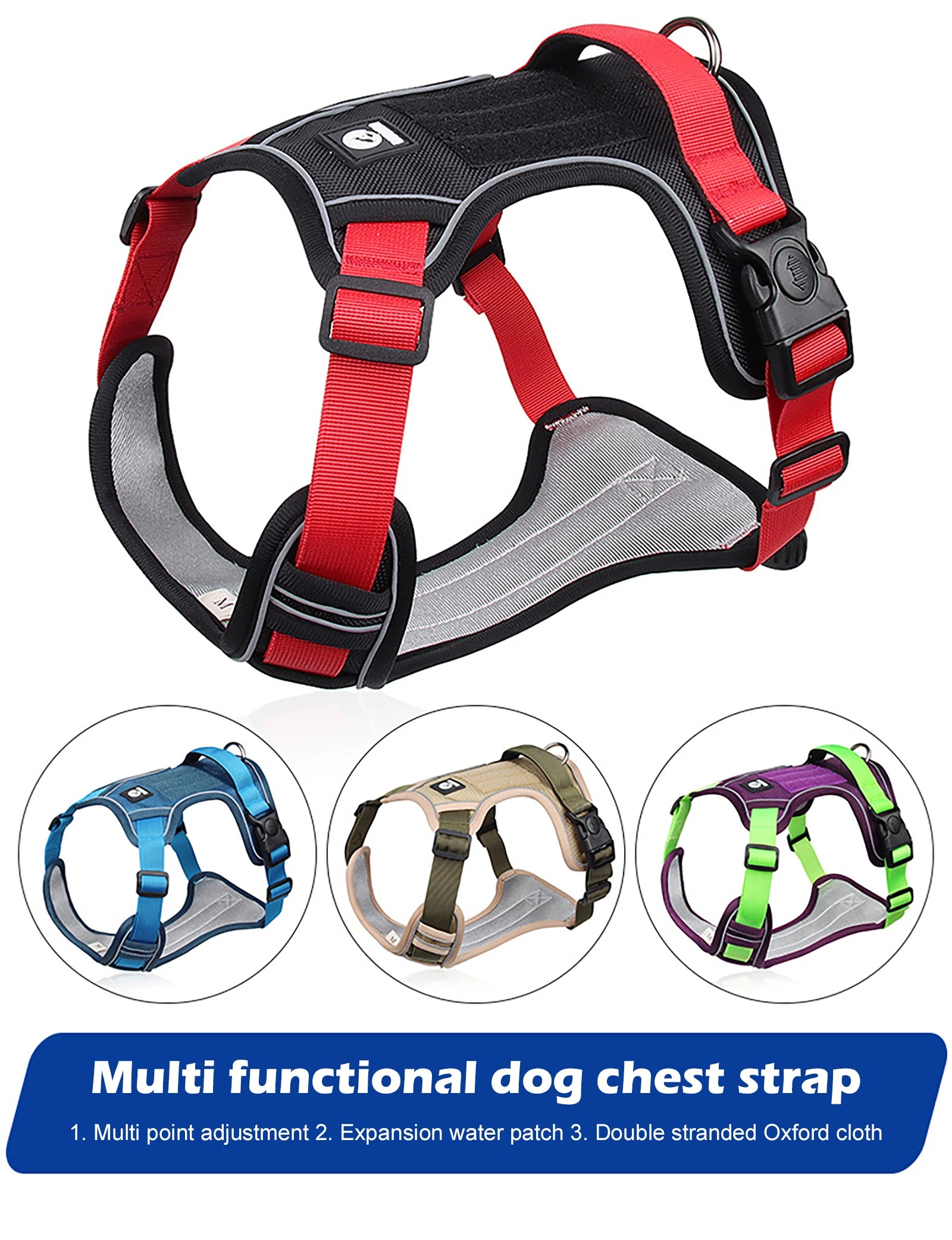 Dog Harness Reflective Midium Large Dogs Tactical Vest Big 1680D Waterproof Oxford Cloth Dog Harnesses Pet Accessoires Supplies.