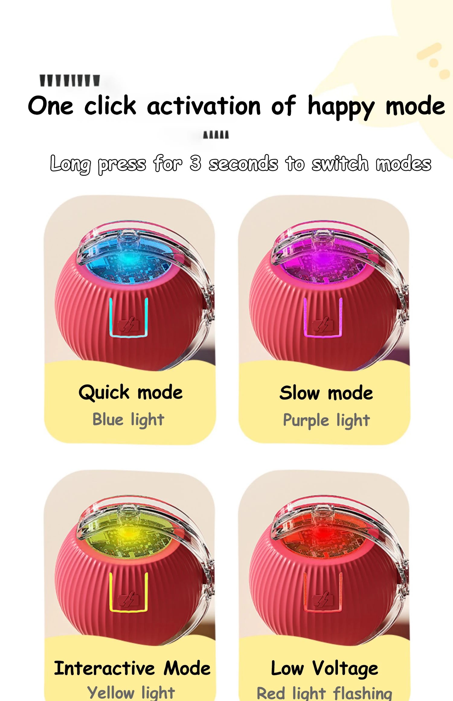 Cat Interactive Ball Toy Automatic Rolling Ball Faux Tail Rechargeable Smart Pet Electric Toy Dog Cat Training Imitate Mouse.