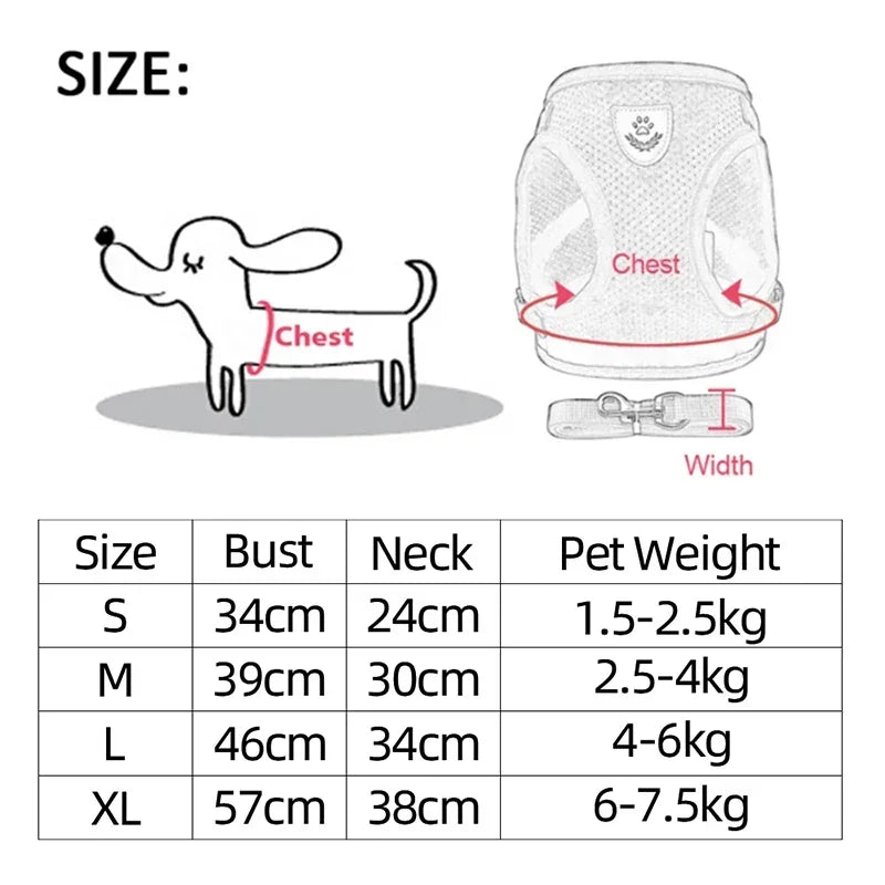 Cat Harness Vest Walking Lead Leash For Puppy Dogs Collar Polyester Adjustable Mesh Dog Harness For Small Medium Pet Accessories.