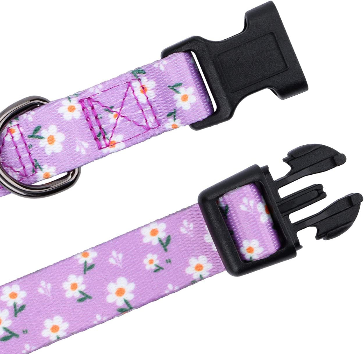 Floral Design Daisy Dog Collar for Small Dogs in Purple