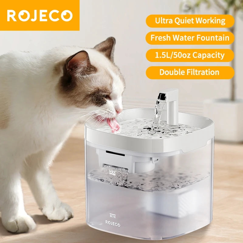 ROJECO Smart Cat Water Fountain Automatic Pet Water Dispenser For Cats Dog Drinking Purifier Fountain with Recirculate Filters.