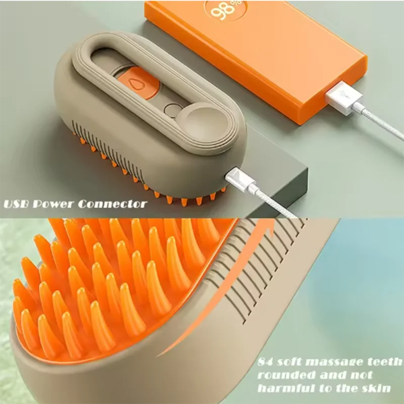 Cat Dog Pet Spray Massage Brush One Button Steam Spray Folding Rotatable Floating Hair Bath Hair Removal Brush Comb.