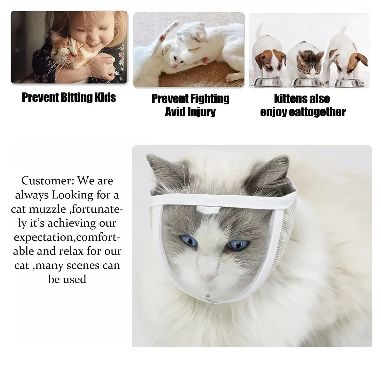 Breathable Clear Cat Muzzle Anti-Bite Grooming Cover Portable Head Hood Cover Cat Grooming Mouth Cover Adjustable Pet Supplies