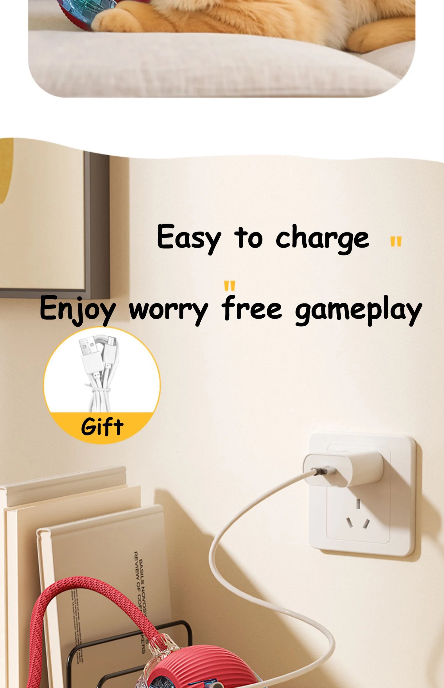 Cat Interactive Ball Toy Automatic Rolling Ball Faux Tail Rechargeable Smart Pet Electric Toy Dog Cat Training Imitate Mouse.