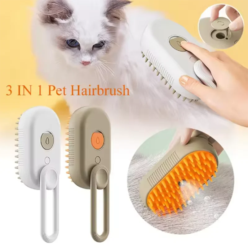 Cat Dog Pet Spray Massage Brush One Button Steam Spray Folding Rotatable Floating Hair Bath Hair Removal Brush Comb.