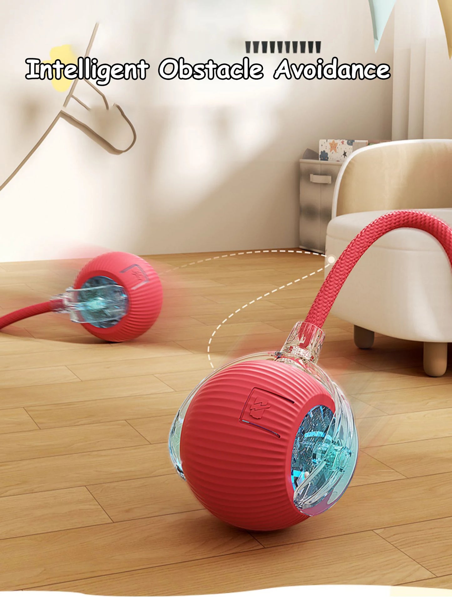 Cat Interactive Ball Toy Automatic Rolling Ball Faux Tail Rechargeable Smart Pet Electric Toy Dog Cat Training Imitate Mouse.