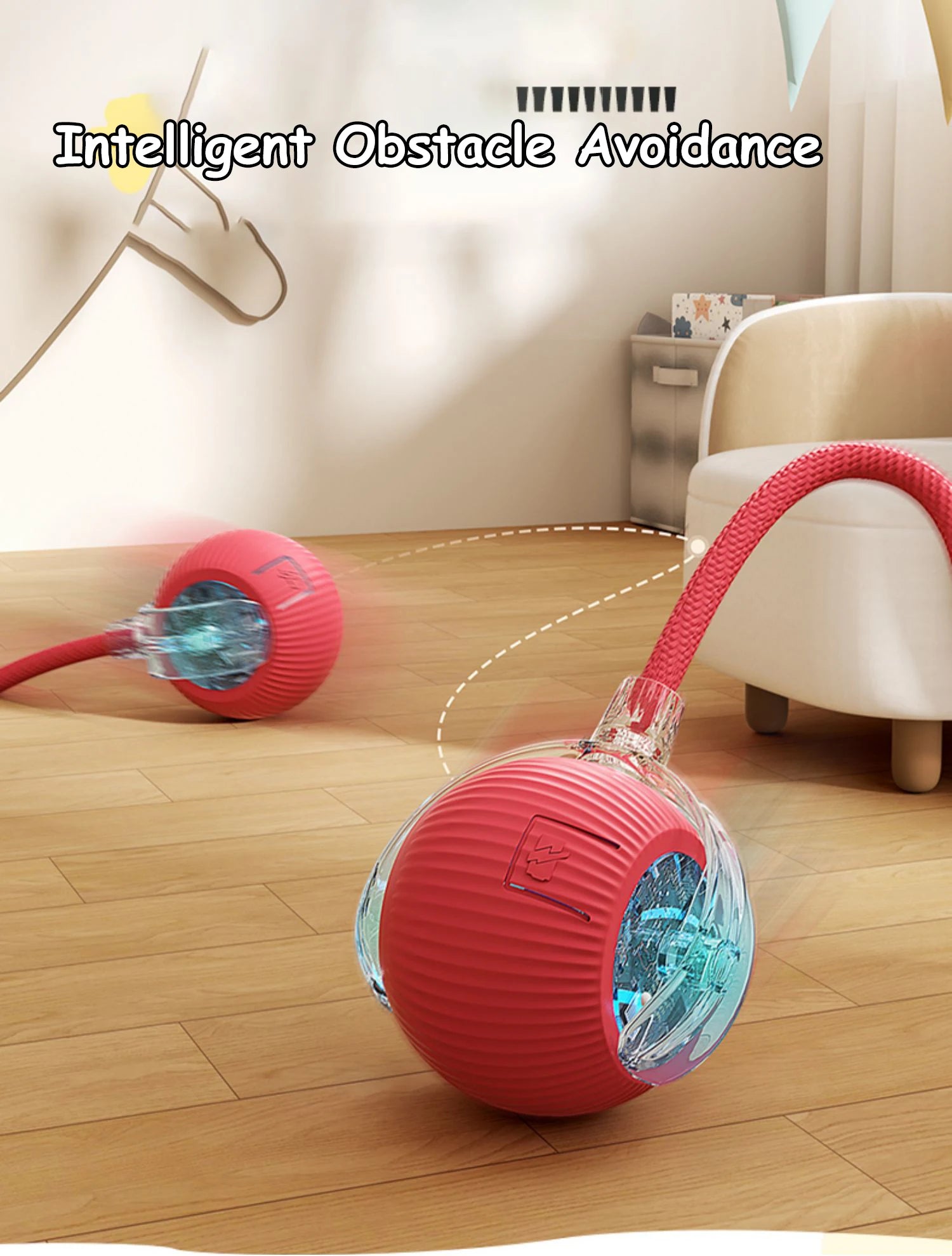 Cat Interactive Ball Toy Automatic Rolling Ball Faux Tail Rechargeable Smart Pet Electric Toy Dog Cat Training Imitate Mouse.