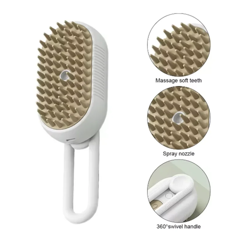 Cat Dog Pet Spray Massage Brush One Button Steam Spray Folding Rotatable Floating Hair Bath Hair Removal Brush Comb.
