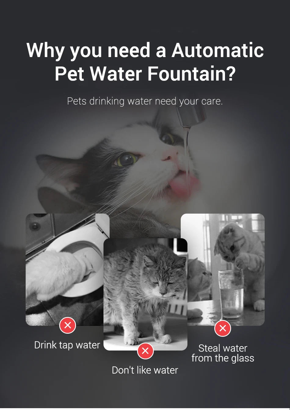 ROJECO Smart Cat Water Fountain Automatic Pet Water Dispenser For Cats Dog Drinking Purifier Fountain with Recirculate Filters.