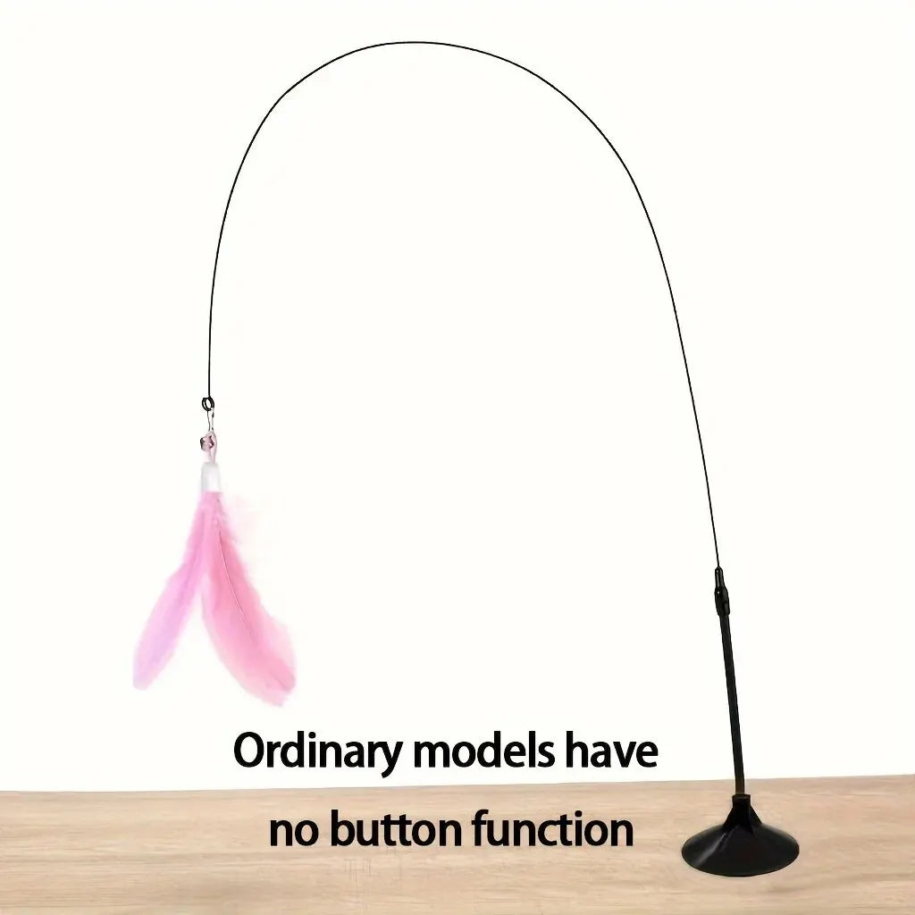 Cat Teaser Toy - Interactive Bell & Feather Wand - Long Suction Cup Pole for Exciting Playtime Adventures - Ultimate Cat Toy.