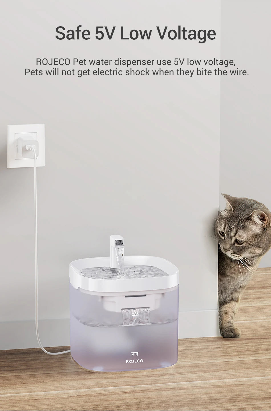 ROJECO Smart Cat Water Fountain Automatic Pet Water Dispenser For Cats Dog Drinking Purifier Fountain with Recirculate Filters.