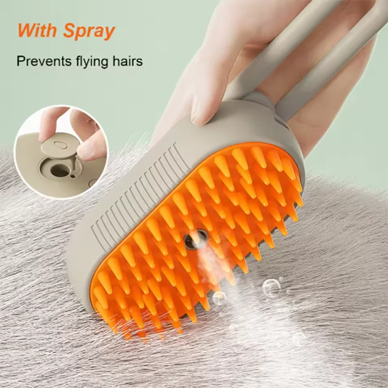 Cat Dog Pet Spray Massage Brush One Button Steam Spray Folding Rotatable Floating Hair Bath Hair Removal Brush Comb.